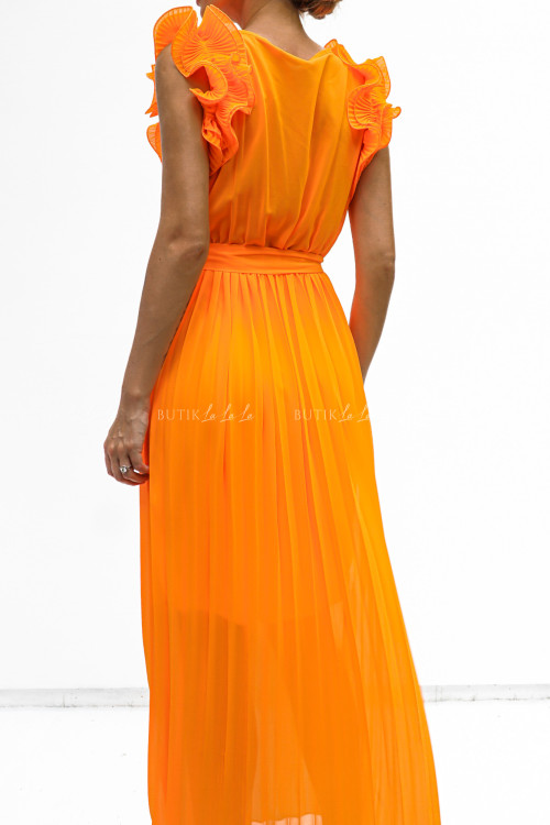 Sukienka z plisowanym dołem pomarańczowa Feliks 1