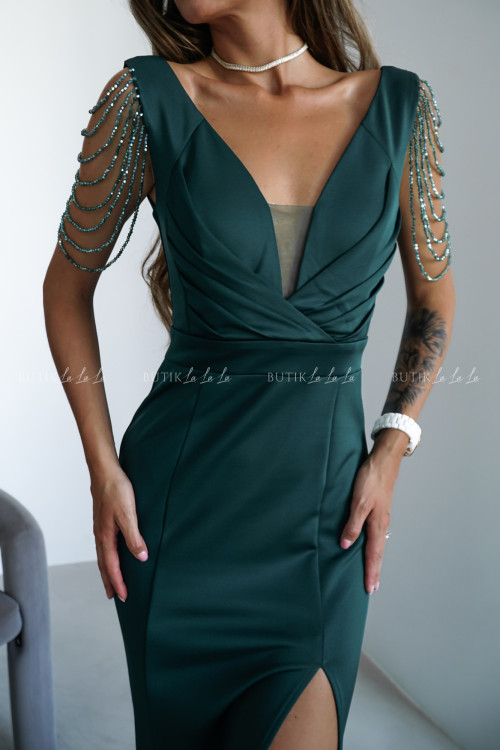 Sukienka maxi butelkowa zieleń Namibia