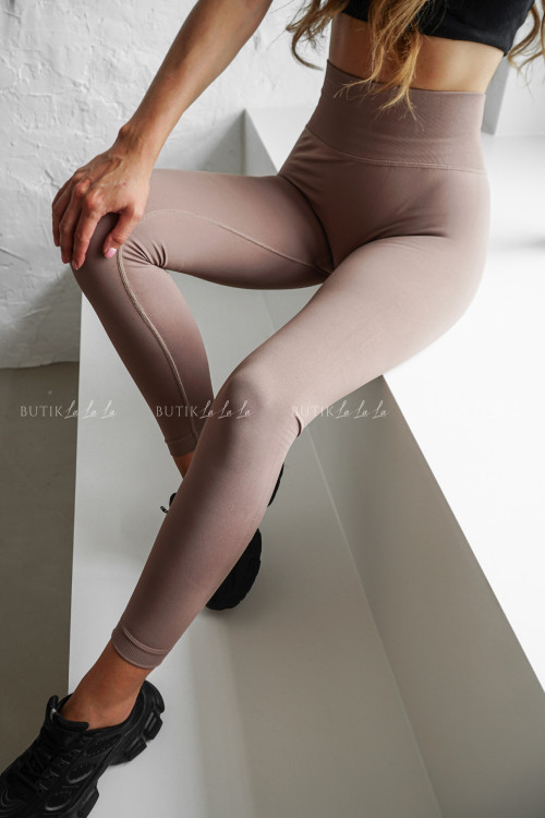 Leginsy prążkowane ciemno beżowe Rossuel