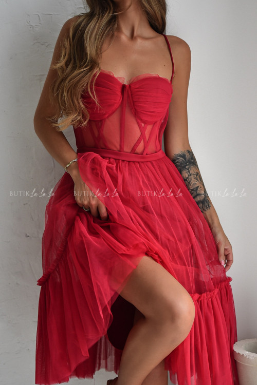 Sukienka tiulowa bordowa Elerta