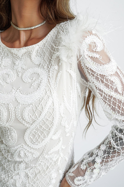 Sukienka biało beżowa Holly PREMIUM 1