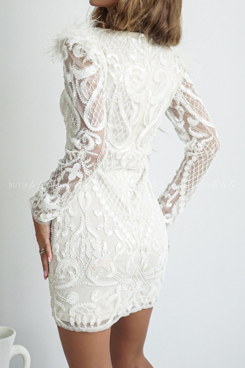 Sukienka biało beżowa Holly PREMIUM 6