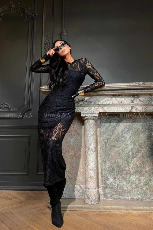 Sukienka koronkowa czarna Sephoris