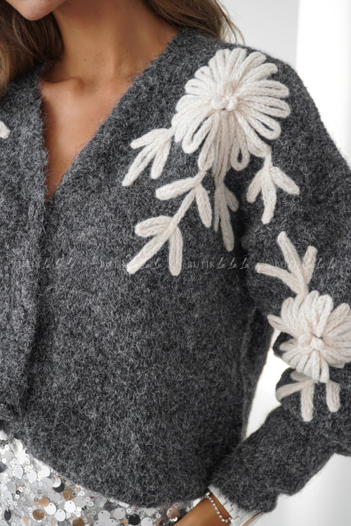 Sweter rozpinany siwy Alam