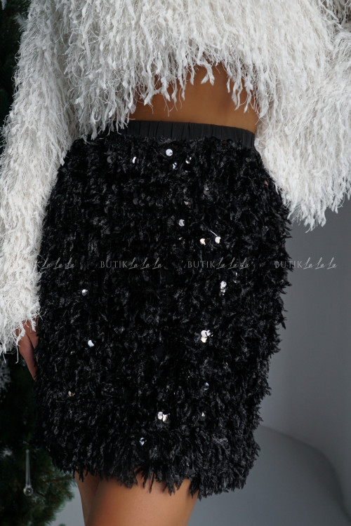 Spódnica z piórkami i cekinami czarna Riva