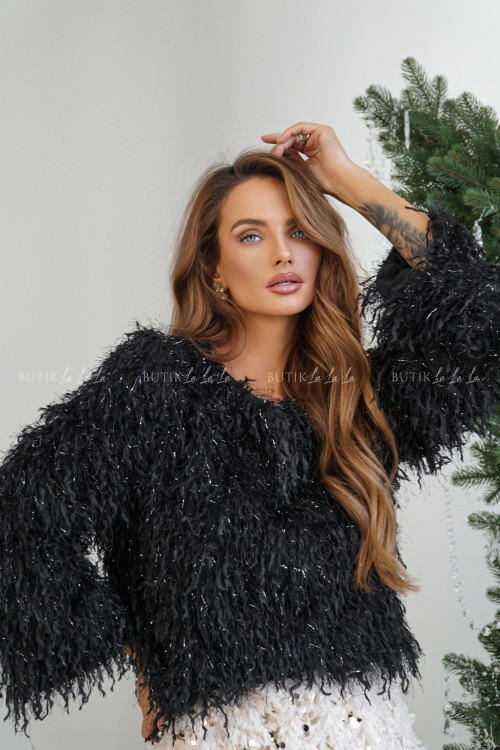 Bluzka z połyskującymi nitkami czarna Caterina 3