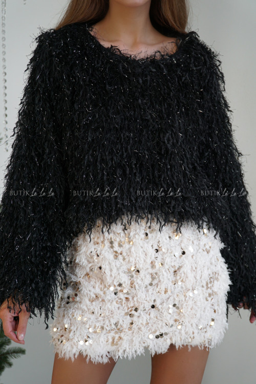 Bluzka z połyskującymi nitkami czarna Caterina