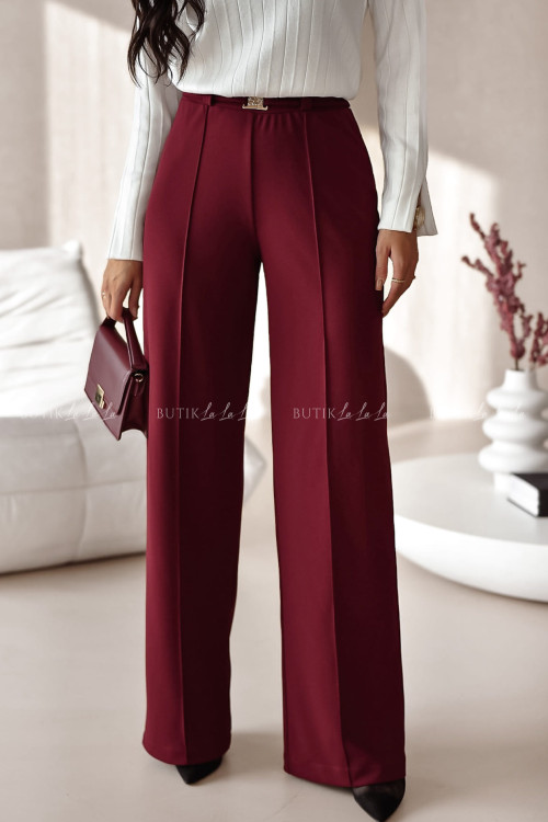 Spodnie z prostą nogawką bordowe Christmas Time