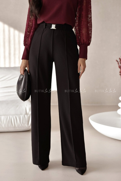 Spodnie z prostą nogawką czarne Christmas Time