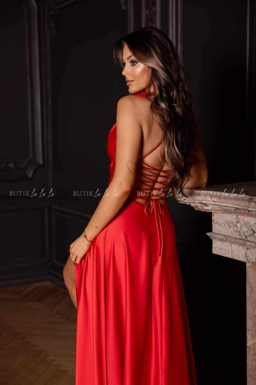 Sukienka maxi satynowa czerwona Frankie