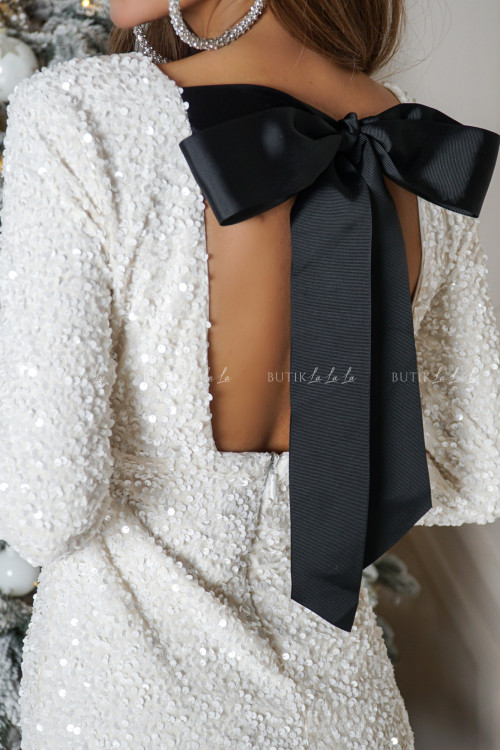 Sukienka z kokardą na plecach kremowa Mintia