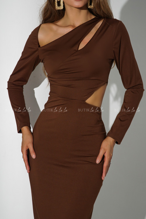Sukienka dopasowana brązowa Monako
