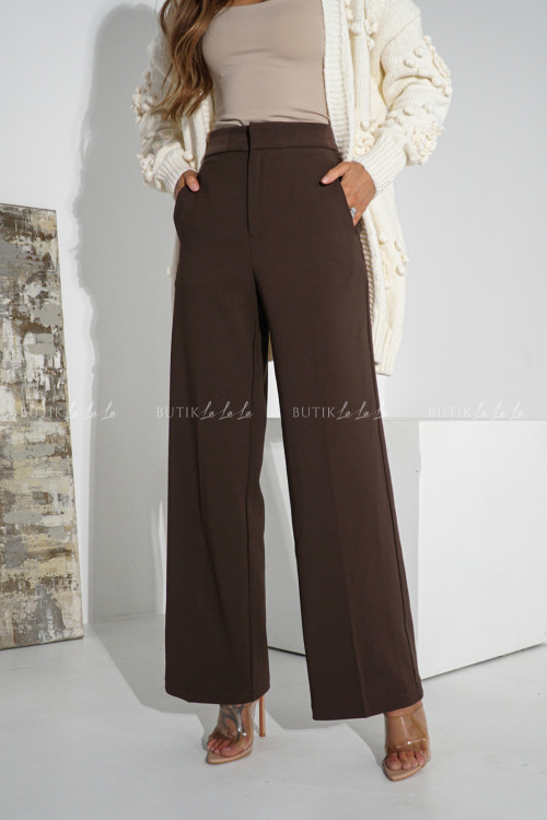 Spodnie z prostą nogawką brązowe Poul