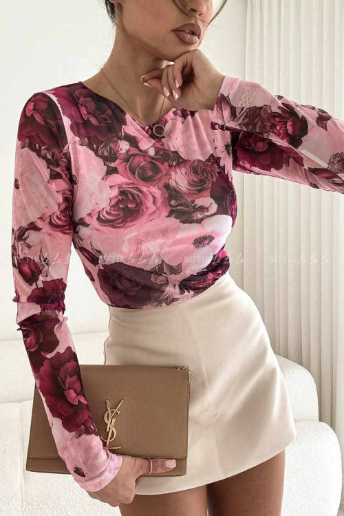 Bluzka z siateczką w kwiatowy print Selfie