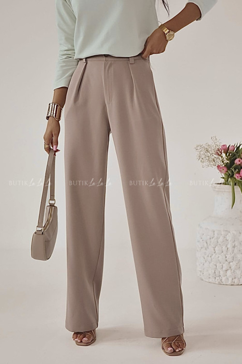 Spodnie o prostym kroju beżowe Sano
