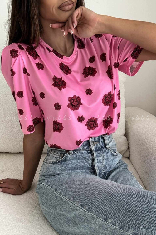 Bluzka różowa w kwiaty Mellie