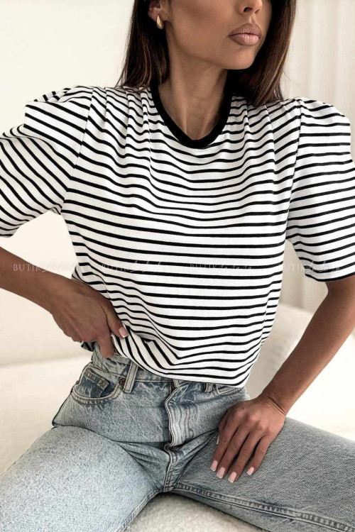 Koszulka biała w czarne paski Betlle