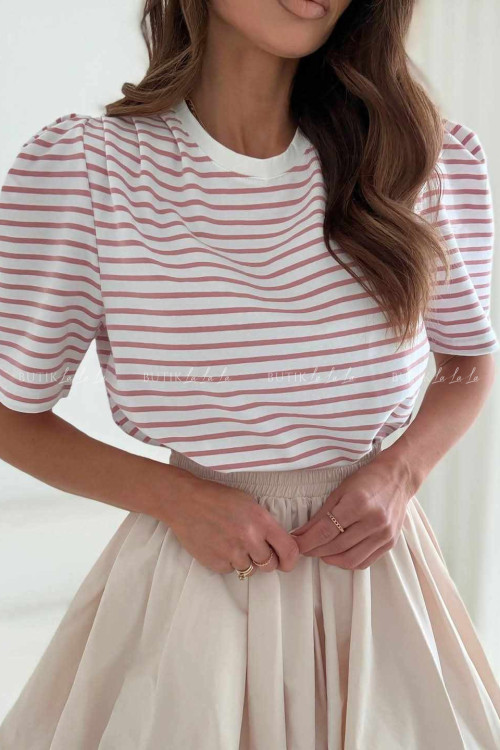 Koszulka biała w pudrowe paski Betlle