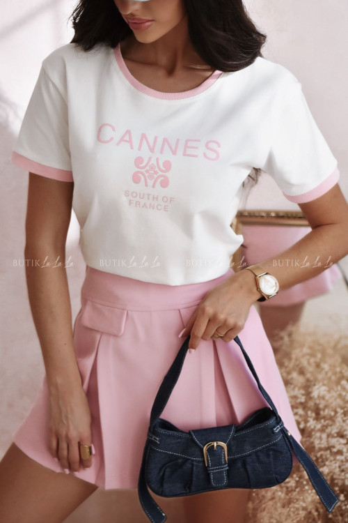 Bluzka biało różowa Cannes