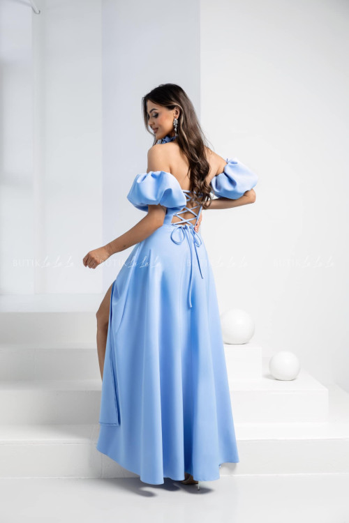 Sukienka maxi z rękawami niebieska Bridget