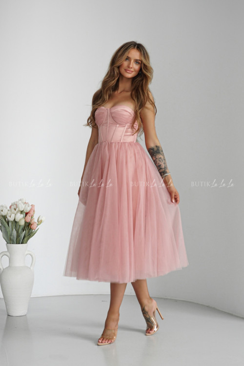 Sukienka pudrowa tiulowa Lili 1