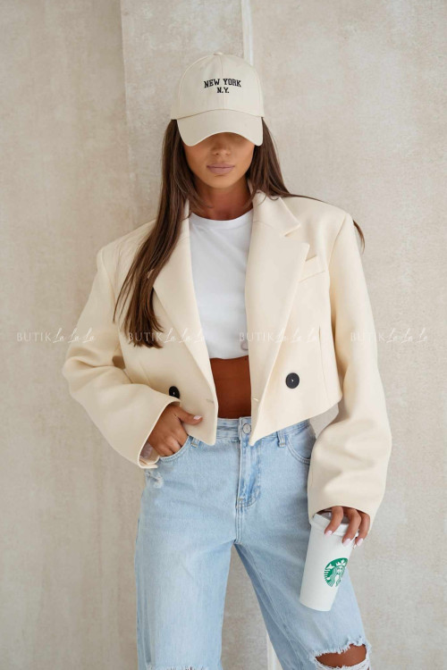 Marynarka bawełniana kremowa Belis 6