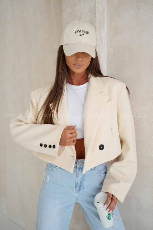Marynarka bawełniana kremowa Belis 7