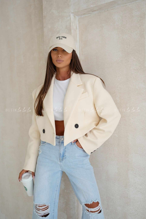 Marynarka bawełniana kremowa Belis 8