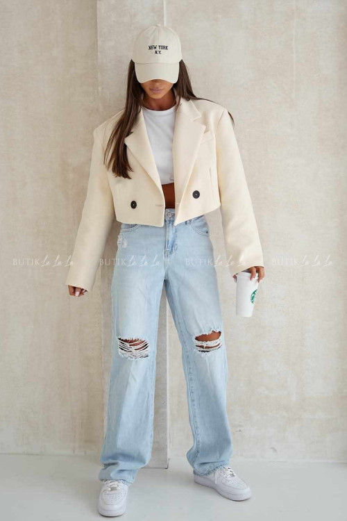 Marynarka bawełniana kremowa Belis 9