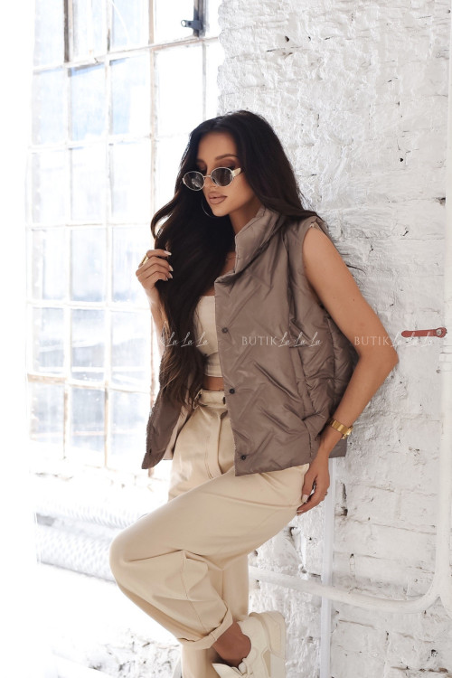 Pikowana kamizelka kawowa Porter 1