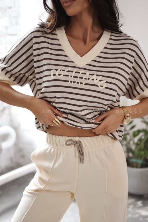 Bluzka beżowa w paski Positano