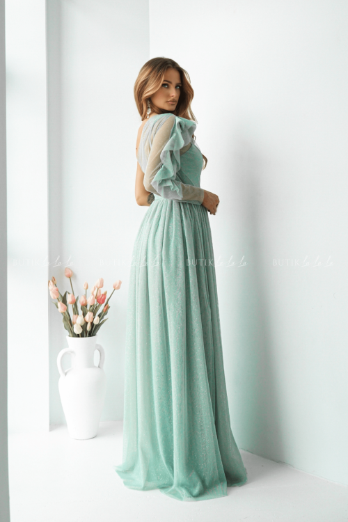 Sukienka tiulowa pistacjowa Perlas PREMIUM 3