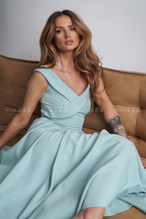 Sukienka pistacjowa Lesandra PREMIUM