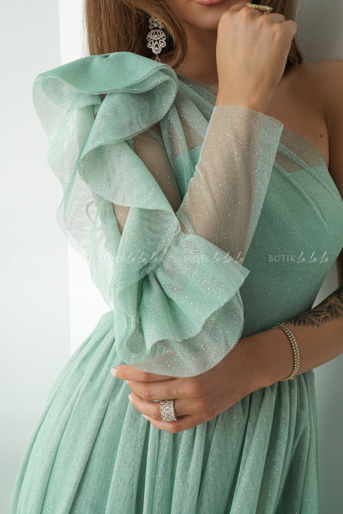 Sukienka tiulowa pistacjowa Perlas PREMIUM 1