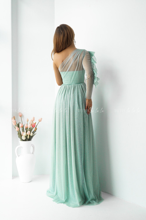 Sukienka tiulowa pistacjowa Perlas PREMIUM 4