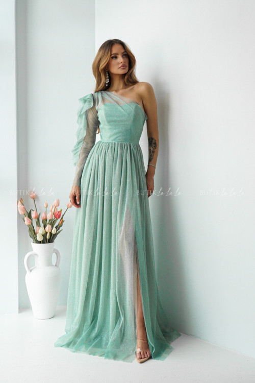 Sukienka tiulowa pistacjowa Perlas PREMIUM 7