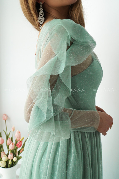 Sukienka tiulowa pistacjowa Perlas PREMIUM 8