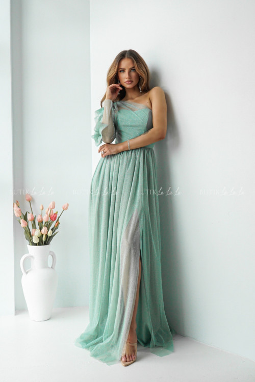 Sukienka tiulowa pistacjowa Perlas PREMIUM 10