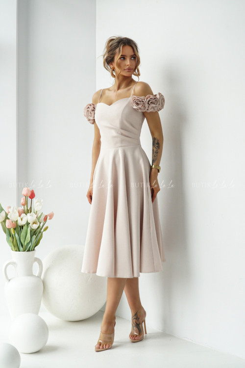 Sukienka midi beżowa Flower 3