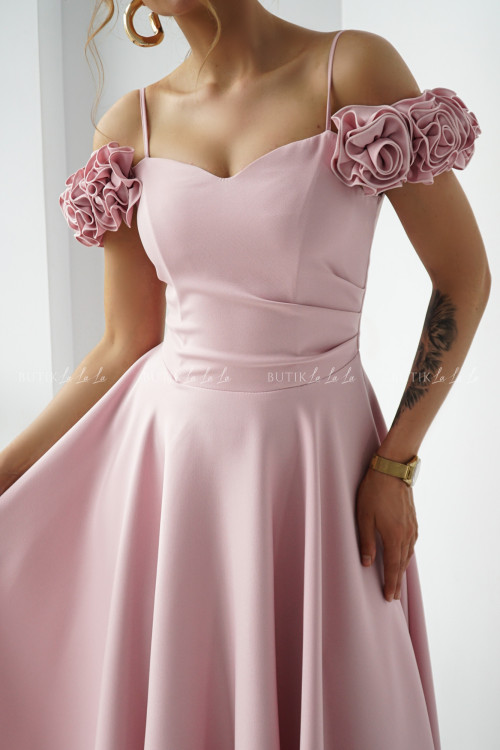 Sukienka midi pudrowa Flower