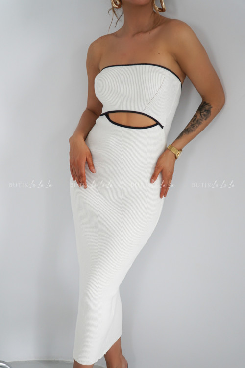 Sukienka prążkowana biała Malmo