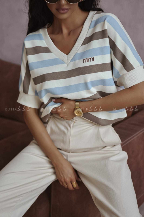 Bluzka na krótki rękaw w paski Nimi