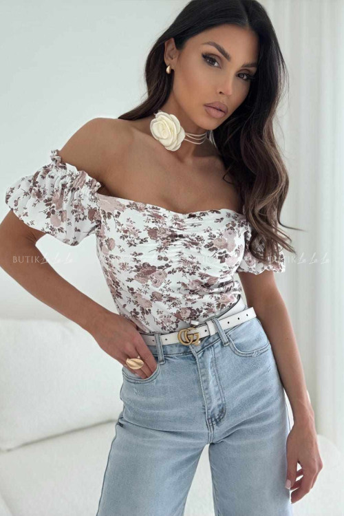 Bluzka biała w kwiatowy print Merlie
