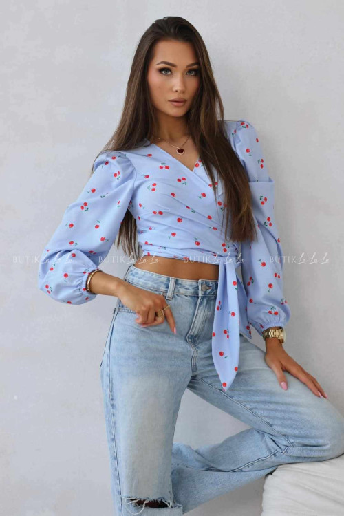 Bluzka niebieska w wisienki Cherry