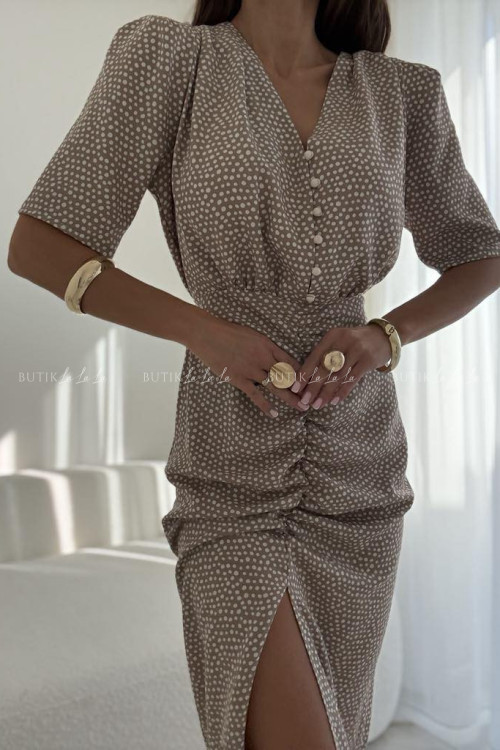 Sukienka camelowa w groszki Menloe