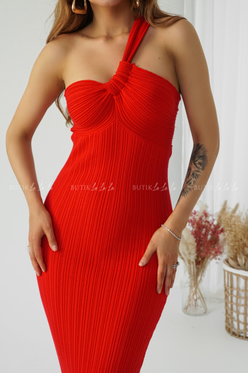 Sukienka dzianinowa czerwona Cora