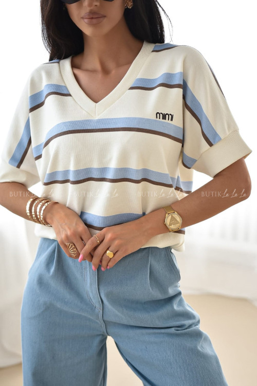 Bluzka na krótki rękaw w paski Nimi
