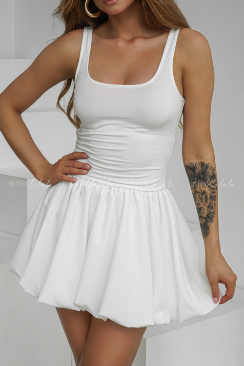 Sukienka mini bombka biała Lisso