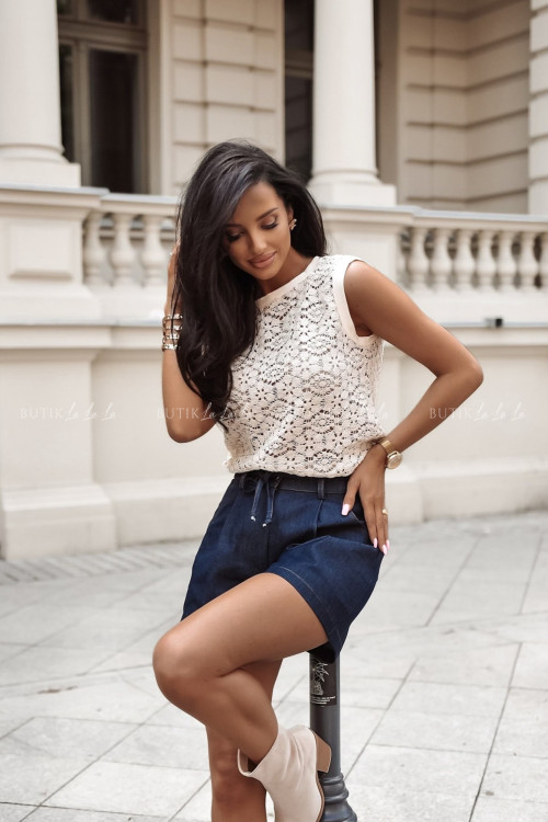 Bluzka ażurowa beżowa Hennie