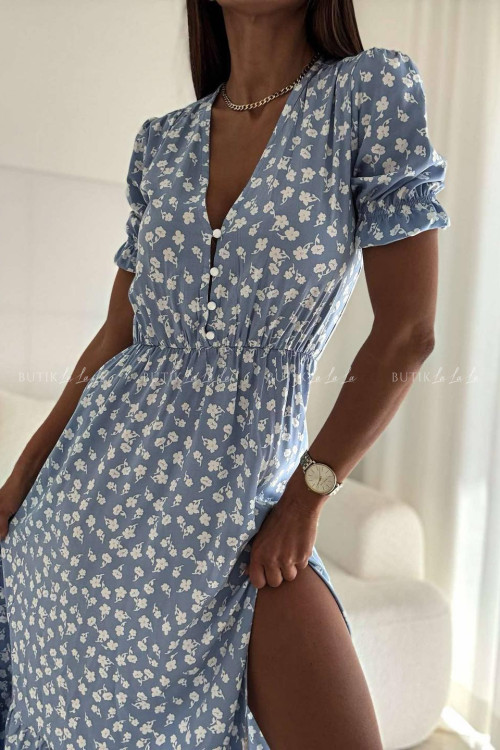 Sukienka błękitna w kwiatowy print Slorea 8